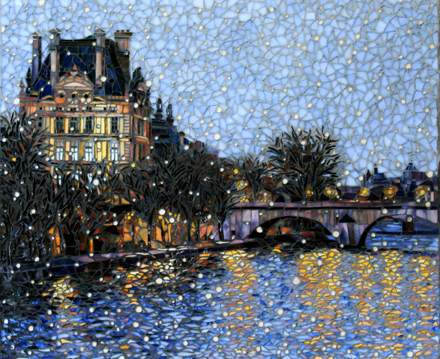 Sandra Bryant  'First Snow In Paris', created in 2019, Original Mosaic.