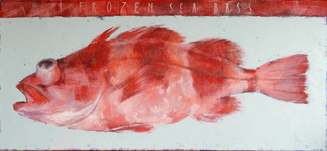 Artist Igor Shulman. '1 Frozen Sea Bass' Artwork Image, Created in 2021, Original Painting Ink. #art #artist