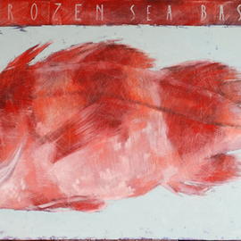 Igor Shulman: '1 frozen sea bass', 2021 Oil Painting, Fish. Artist Description: Here it is, real 100  pop art This is when everything is clear.This is when the object depicted in the picture is self- sufficient and valuable in itself. This is what many call art for art.This fish does not need additional conditions to become an art. ...