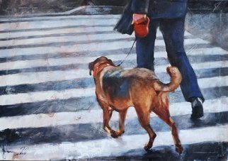 Igor Shulman: 'an unscheduled walk', 2020 Oil Painting, Atmosphere. I responsibly declare to you that the most pleasant thing for a dog is an unscheduled walk. I can say this with confidence, because I have dogs throughout my life.This does not depend on the size or breed of the dog. It only depends on the owner. How lazy ...