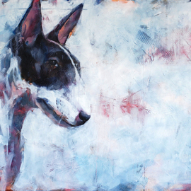 Igor Shulman: 'dowbt', 2019 Oil Painting, Animals. Artist Description: I do not know what is more in the sight of this tender creature. Distrust or doubt  It seems to me that it does not matter. It s clear that the dog is looking inside you. And her gaze does not escape the trembling of your nasty little ...