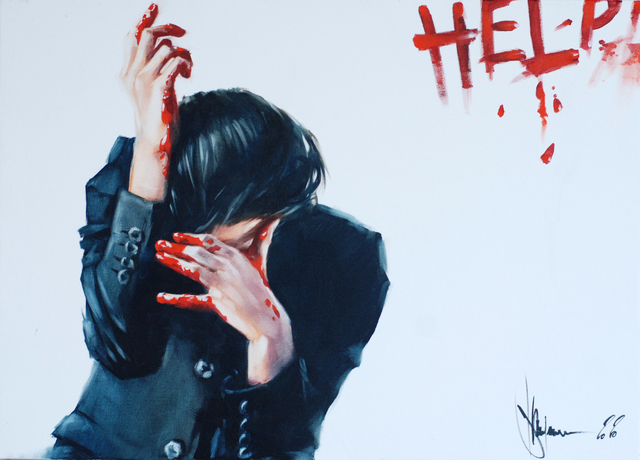 Igor Shulman  'Help', created in 2020, Original Painting Ink.