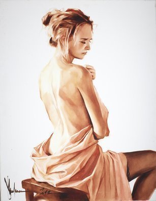 Igor Shulman: 'modesty', 2012 Oil Painting, Beauty. In my long professional life I have had hundreds of contacts with women. They were professional models or ordinary women. Many of them posed for my paintings. Partially naked or naked, it doesn t matter. But not one of them refused to undress in front of the camera.My point ...