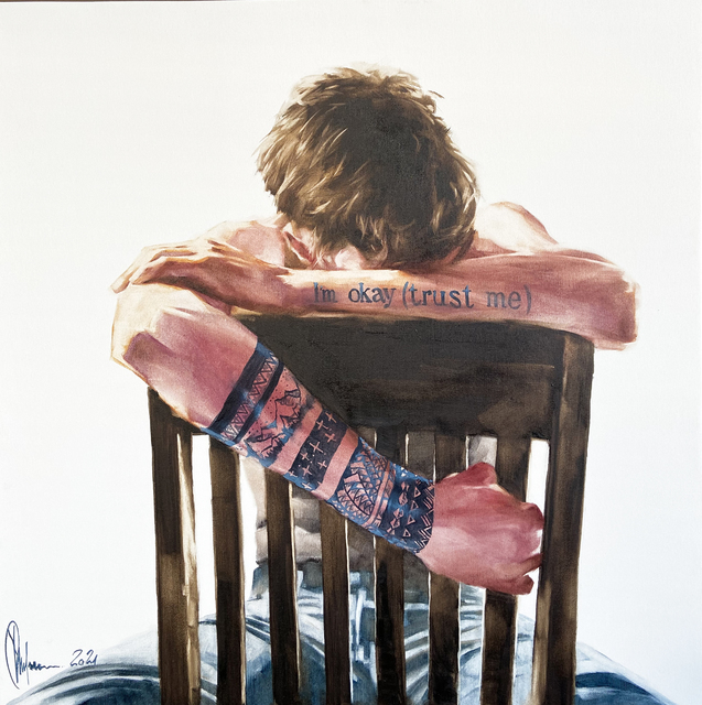 Igor Shulman  'Portrait Of An Anxious Man', created in 2021, Original Painting Ink.