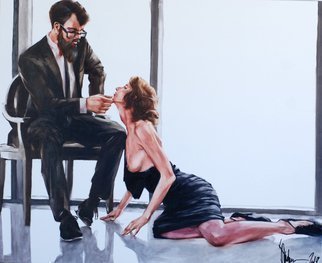 Igor Shulman: 'staff meeting', 2019 Oil Painting, Erotic. I ve never been to a production meeting in my life. I can not even imagine what it really is. But if these meetings take place in reality, then it is probably in such a form. So, in a simple way, at home. But this is only the beginning of ...