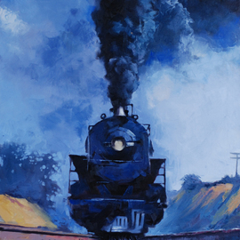 Igor Shulman: 'the power of steam', 2019 Oil Painting, Trains. Artist Description: This power literally turned civilization upside down. The age of steam is the time of progress and new life. This is the beginning of a new era. Just imagine how much power is in this locomotive. How much strength and energy in this gland. Let today s locomotives ...