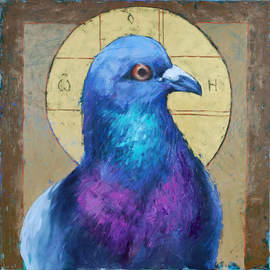 Igor Shulman: 'the very dove that everyone', 2020 Oil Painting, Birds. Artist Description: If you thought it was an icon, then you were mistaken. This is a portrait of a dove performed in an iconographic manner. Rather, it will even be said using compositional and color techniques of iconography.And if you understand what kind of pigeon is in question, then ...