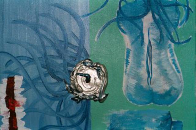 Adam Adamou  'Close Up Of Blue Melancholic', created in 2002, Original Painting Oil.