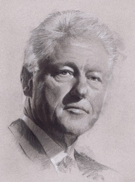 Artist Sid Weaver. 'Bill Clinton' Artwork Image, Created in 2014, Original Drawing Pencil. #art #artist