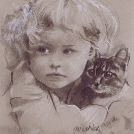 girl and kitten By Sid Weaver