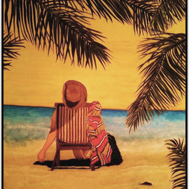 Sandi Carpenter: 'Fruition of a Dream', 2008 Other Painting, Beach. Artist Description:  Original hand painted silk with French fabric dyes; double matted in a beautiful custom tropical frame. ...