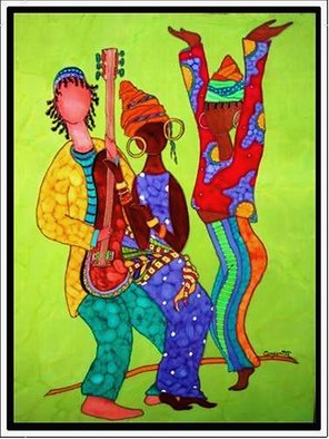 Sandi Carpenter: 'Jammin II', 2006 Other Painting, Music.  Original hand painted silk with French fabric dyes ...