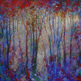 Simon Blackwood: 'roe deer retreat', 2008 Oil Painting, Landscape. 