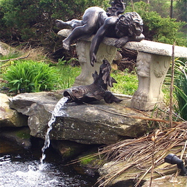Morris Docktor Artwork Bronze Cherub with Fish, 2012 Bronze Sculpture, Gestalt