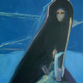 Sue Johnson: 'Enigma', 2010 Acrylic Painting, Abstract Figurative. Artist Description:   This image grew from a small collage I made years ago. The image haunted me until I finally pulled it out and painted.  I believe represents grieving.  A mother, wife, sister, friend.   Who she is and who she mourns is an enigma. ...