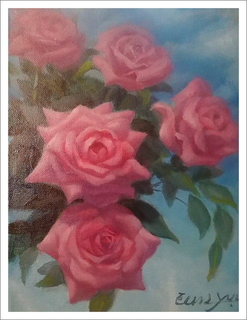 Eun Yun  'Rose', created in 2019, Original Painting Oil.