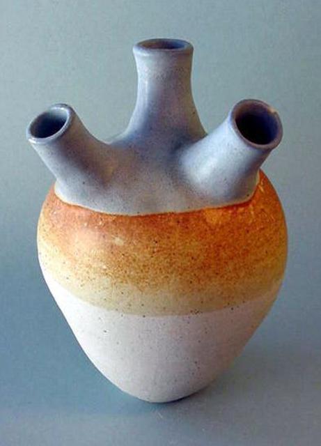 Skip Bleecker  'Blue Tan 3 Spout', created in 2003, Original Sculpture Ceramic.