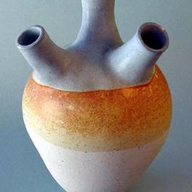 Skip Bleecker: 'Blue Tan 3 Spout', 2003 Ceramic Sculpture, Abstract. Artist Description: Handmade, Wheel- thrown, High fired, Porcelain, Ceramic Sculpture with designs based on Organic forms....