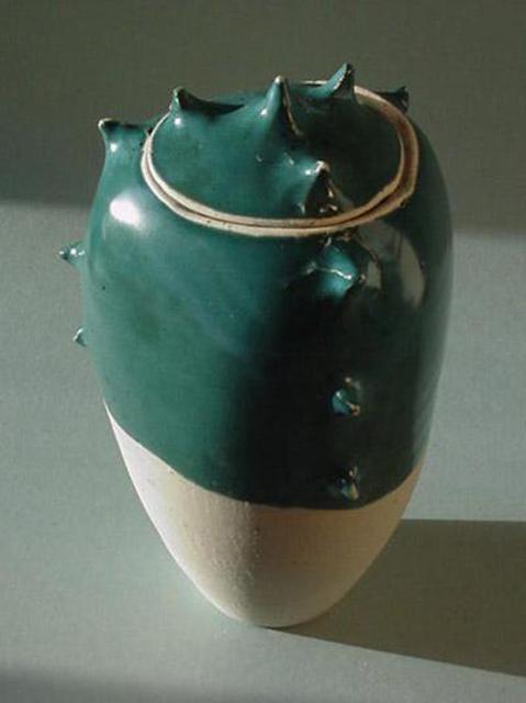Skip Bleecker  'Turquoise Spike Jar', created in 2003, Original Sculpture Ceramic.