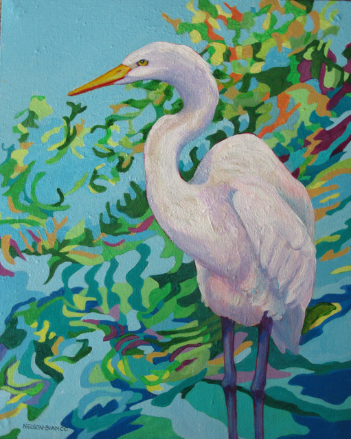 Sharon Nelsonbianco  'Curious Birds AMELIA', created in 2014, Original Painting Acrylic.
