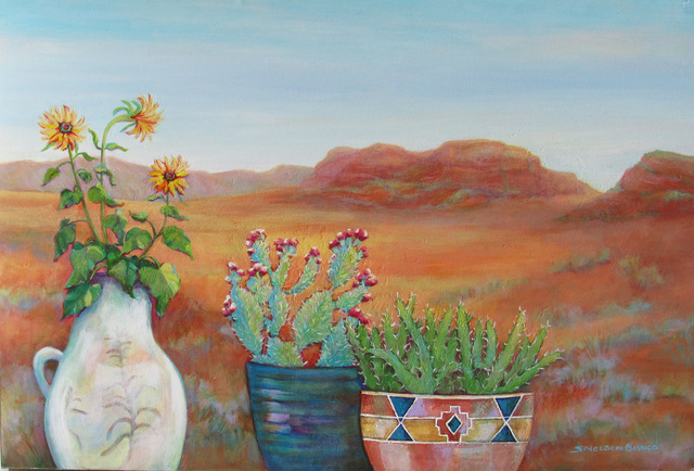 Artist Sharon Nelsonbianco. 'Pottery With A View ARIZONA 3' Artwork Image, Created in 2014, Original Painting Acrylic. #art #artist
