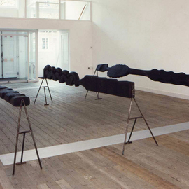 Stefan Van Der Ende: 'landscape', 1994 Wood Sculpture, Abstract. Artist Description:  elmwood / steel ...