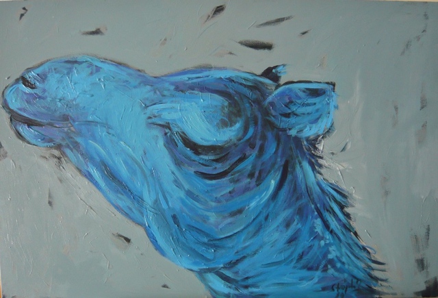 Artist Stephane Laurent. 'Blue Camel Head' Artwork Image, Created in 2010, Original Painting Oil. #art #artist