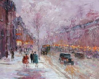 Slobodan Paunovic: 'On Boulevard 1930 y', 2010 Oil Painting, Cityscape. Original workBuying directly from the autorFree shipping...