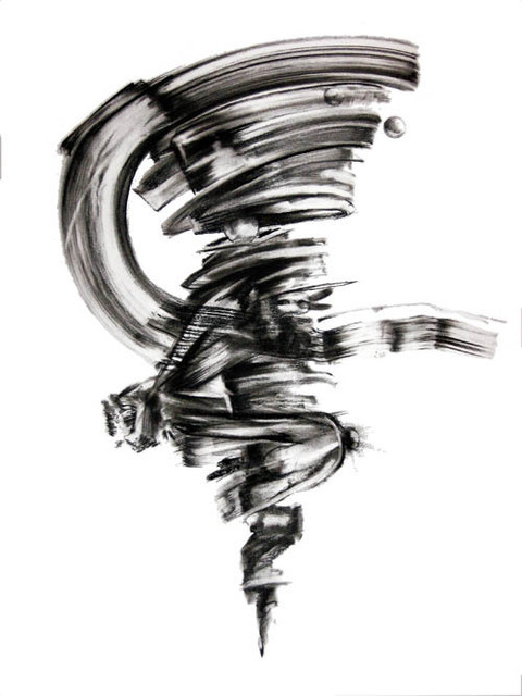 Artist Paul Fitzgerald. 'Sprial Abstraction' Artwork Image, Created in 2010, Original Drawing Charcoal. #art #artist