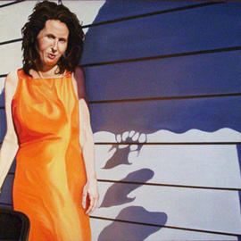 Thomas Williams: 'Woman in Orange', 2001 Oil Painting, Portrait. Artist Description: Woman in Orange is a study of the struggle of life....