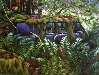 Suzan Marczak: 'Pacha Mama gets her groove on', 2012 Acrylic Painting, Zeitgeist.   the forces of nature take over a derelict vehicle, and the rainforest reclaims possession of its own.  ...