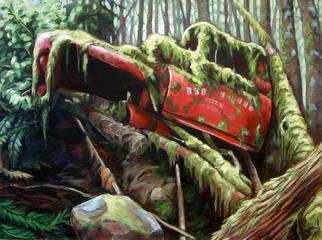 Suzan Marczak: 'Pacha Mama has her way', 2012 Acrylic Painting, Zeitgeist.      the forces of nature take over a derelict vehicle, and the rainforest reclaims possession of its own.     ...