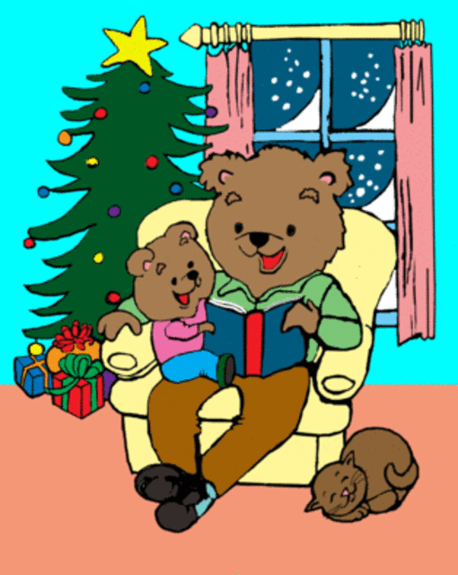 Artist Simone Maxwell. 'Christmas Bears Reading' Artwork Image, Created in 2006, Original Computer Art. #art #artist