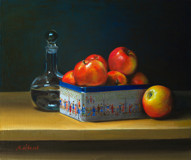 Mikhail Velavok  'Apple Box', created in 2016, Original Painting Oil.