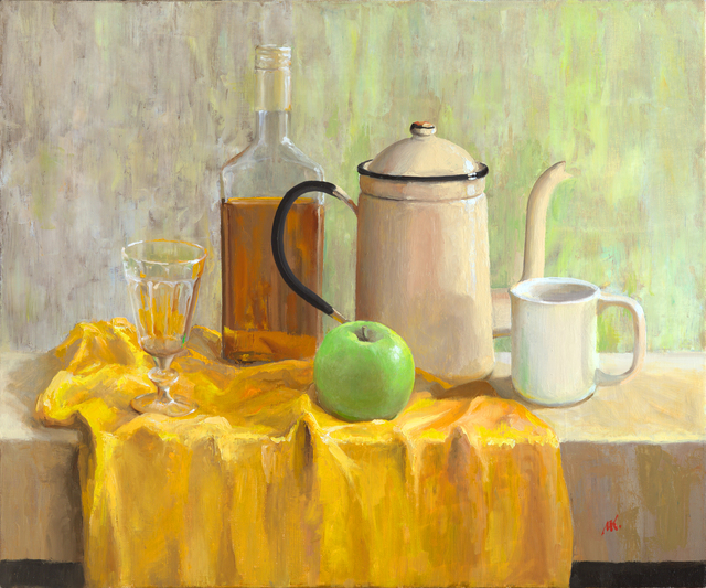 Mikhail Velavok  'Green Apple', created in 2017, Original Painting Oil.