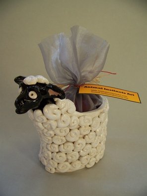 Suzanne Noll: 'Ceramic Sheep Potpourri Vase Item V1080', 2011 Mixed Media Sculpture, Animals.         This ceramic Sheep potpourri vase comes with a bag of Apple Cider Potpourri to be both a great decorative piece as well as filling your home with pleasant fragrances. Some believe the symbolism of sheep is that of great wealth both spiritually and financially. In this economy, we all could...