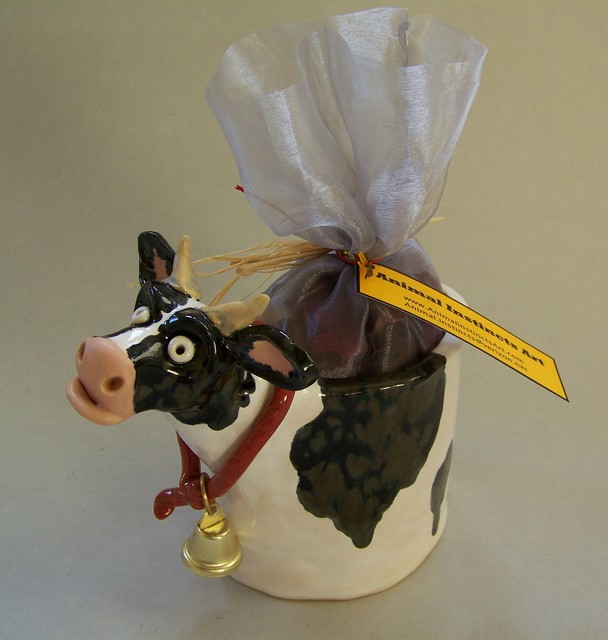 Suzanne Noll  'Cow Potpourri Vase Item  V1079', created in 2011, Original Ceramics Other.