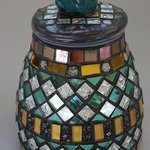  Mosaic, Decorative Jar with Bird on Top Item 1156 By Suzanne Noll