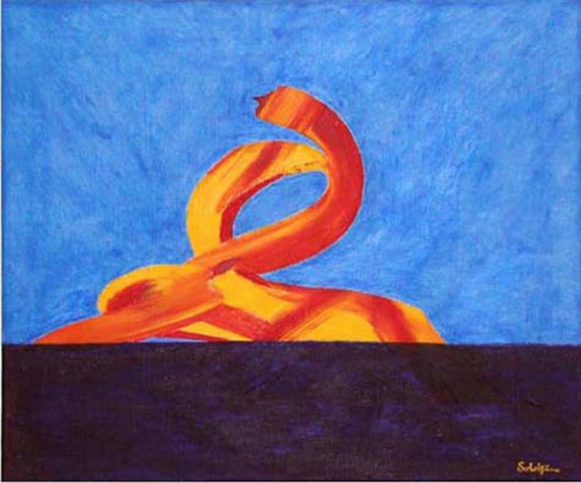 Richard Solstjarna  'The Swimmer', created in 2003, Original Painting Tempera.