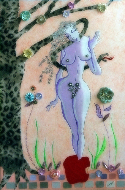 Jayne Somogy  'Apple Snake Woman', created in 2017, Original Drawing Pastel.