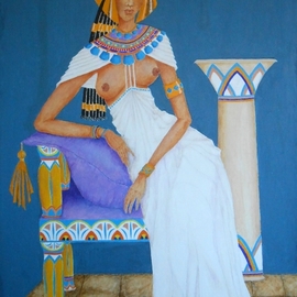 Jayne Somogy: 'nile nymph', 2017 Acrylic Painting, Famous People. Artist Description: This is my stylized interpretation of the temptress of the Nile, Cleopatra VII, 70 B.  C. - - 30 B.  C. , queen of Egypt.  This piece is the first in my series, Famous Flirts.  To see all my work- - www.  Jayne- Somogy.  pixels.  com...