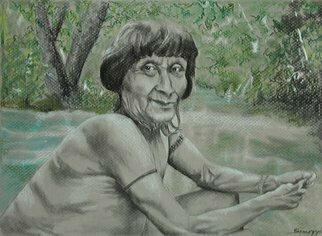 Jayne Somogy: 'noble visage amazon awa', 2014 Charcoal Drawing, Indiginous. This is a charcoal and pastel drawing depicting a wise elder of the AwA! , an indigenous tribe from the dwindling Brazilian rainforest.  One of my artistic goals is to present and preserve the various indigenous cultures and peoples around the world, many of whom are in danger of becoming extinct.  ...