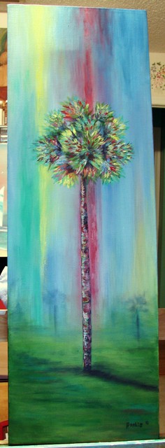 Sophia Stucki  'Colorful Palm Tree', created in 2007, Original Painting Oil.