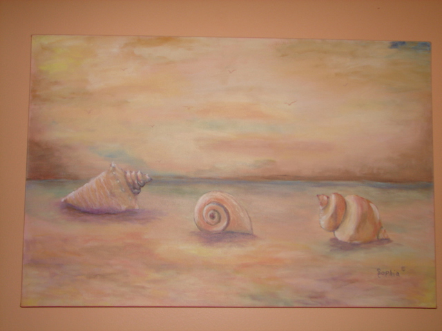 Sophia Stucki  'Seashells On The Beach', created in 2007, Original Painting Oil.