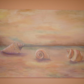 Sophia Stucki: 'Seashells on the Beach', 2007 Acrylic Painting, Beach. Artist Description:  Three large seashells on the beach , gallery canvas no need to frame, wire attached ready to hang. ...