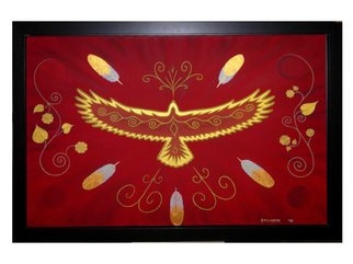 Roger Perkins: 'Phoenix', 1998 Acrylic Painting, Birds. Artist Description:  The Mohawk version of the Phoenix ...