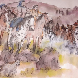 Debbi Chan Artwork Last wars of Nez  Perce album, 2014 Watercolor, Western