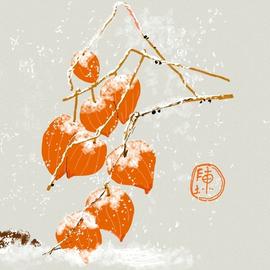 chinese lantern in snow By Debbi Chan