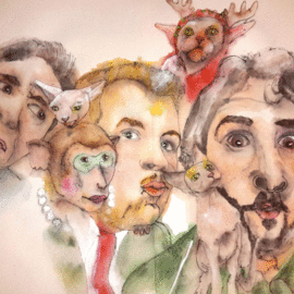 Debbi Chan Artwork comedians and cats album, 2015 Artistic Book, Comedians