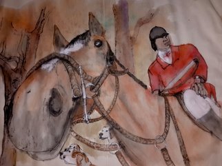 Debbi Chan: 'coming together for  fox hunt album', 2015 Artistic Book, Equine. Artist Description:    These album leaves are part of a larger 70'continuous story painting in a folding album.    ...